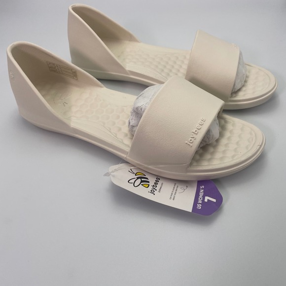 NWT Joybees Friday Flat Solid Bone W7 Women's Sandals Slides Shoes - Picture 1 of 7